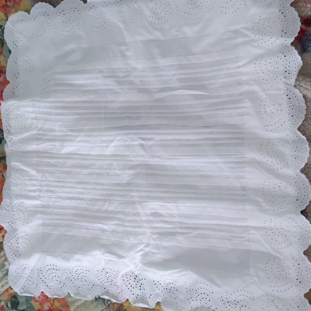 NEW 2 pack Pine Cone Hill white eyelet 25 x 25 in euro pillowshams